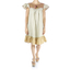 Vestido de Lino Con Bordado a Mano Artesanal Color Beige MUJER
