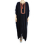 Vestido de Algodon Negro Con Bordado a Mano Playa MUJER