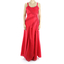 Vestido Largo de Lino 100% Rojo Con Alforzas VESTIDOS