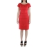 Flounced 100% Red Linen Short Dress DRESSES