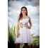 Vestido de Lino 100%  Color Blanco con Bordado de Flores MUJER