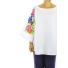 White Linen Top With Handmade Colorful Embroidery Mexican Art One Size TOPS