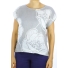 White and Gray Pure Printed Linen TOPS