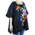 Black Linen Top With Handmade Embroidery Mexican Art TOPS