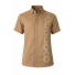 Pure Linen Brown Color Embroidered Short Sleeve Shirt SHIRTS