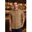Pure Linen Brown Color Embroidered Short Sleeve Shirt SHIRTS