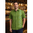 Green Pure Linen Embroidered Shirt Short Sleeve SHIRTS