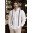 Linen Guayabera With Hand Embroidery in Marine Blue Color GUAYABERAS