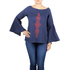 Marine Blue Color Linen Embroidered Top TOPS
