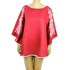 Red Linen Top With Handmade Embroidery Mexican Art TOPS