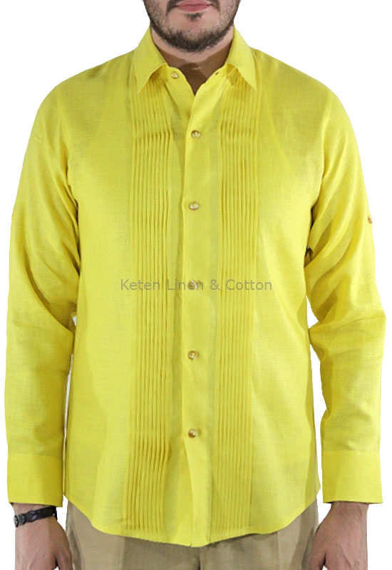 Camisa color 2025 amarillo para hombre