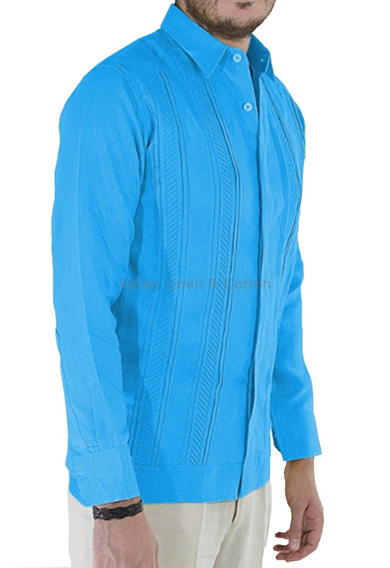 Guayabera online azul turquesa