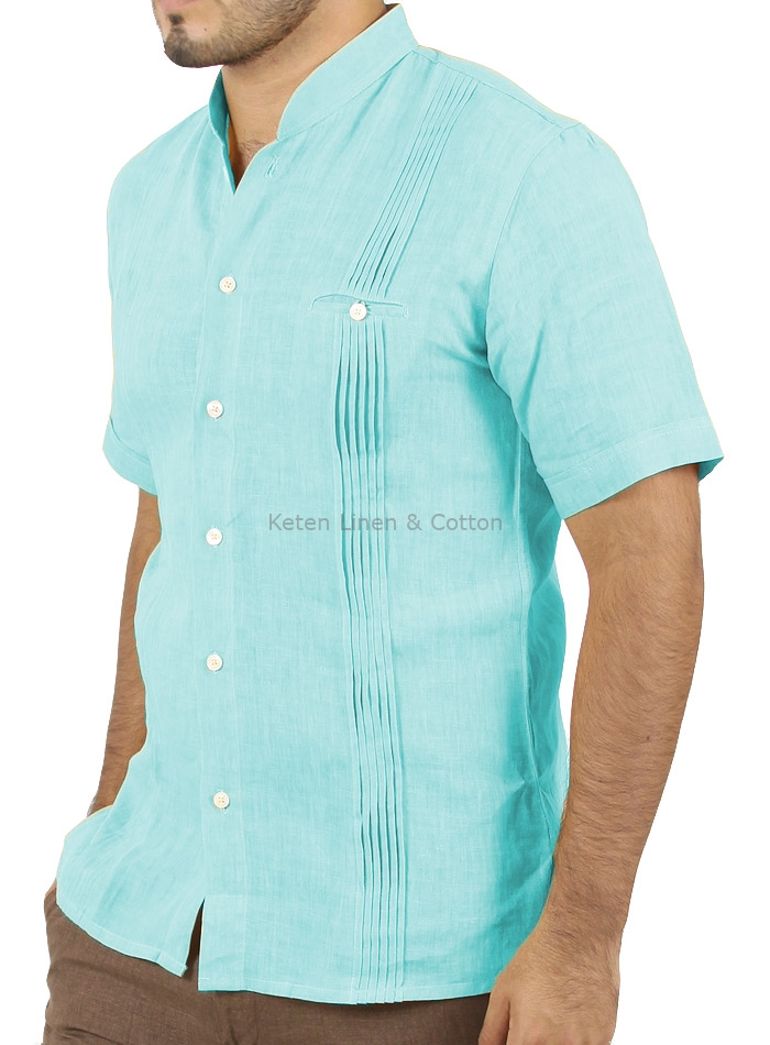 Aqua Linen Short Sleeve Shirt