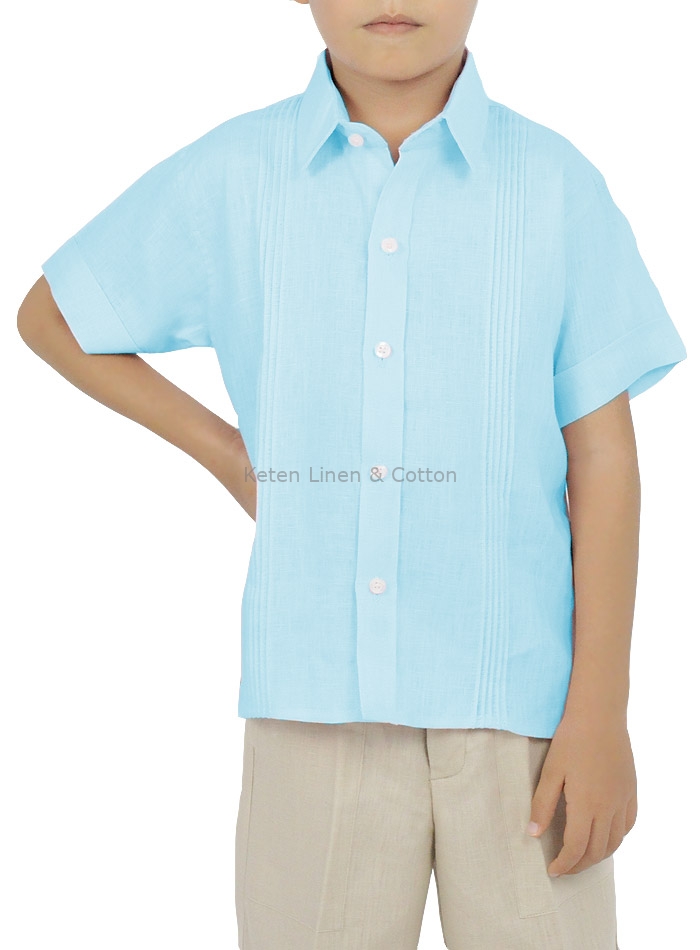 Camisa para Ninos Manga Corta color Aqua