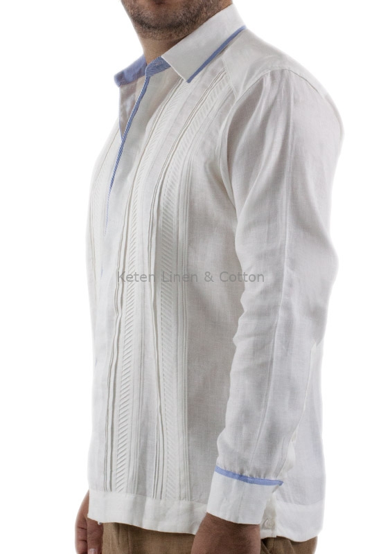 Guayabera de Moda Combinada con Azul