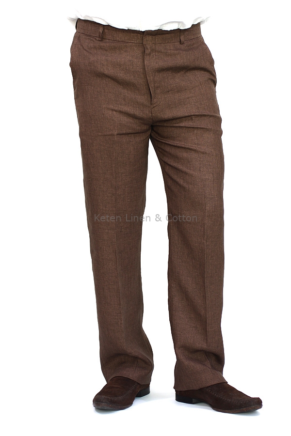 Buy Regular Fit Solid Linen Trousers with Pockets