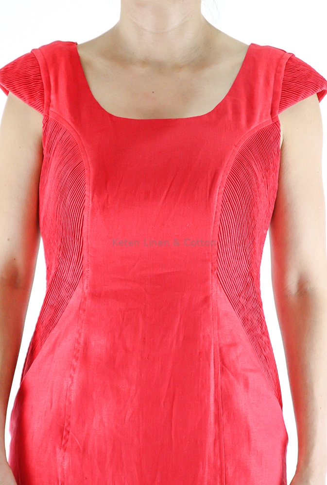 Vestido Corto de Color Rojo Lino 100% Sisado
