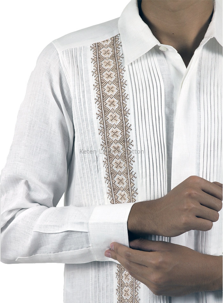 100% Linen Hand Embroidered Guayabera