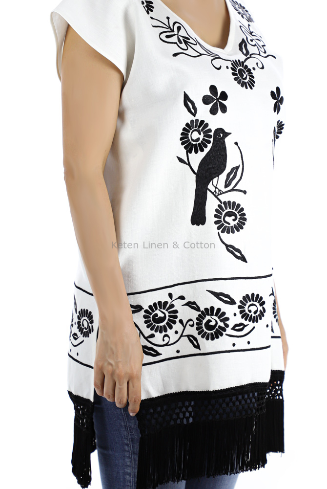 Blusa de Lino Con Mano Artesanal